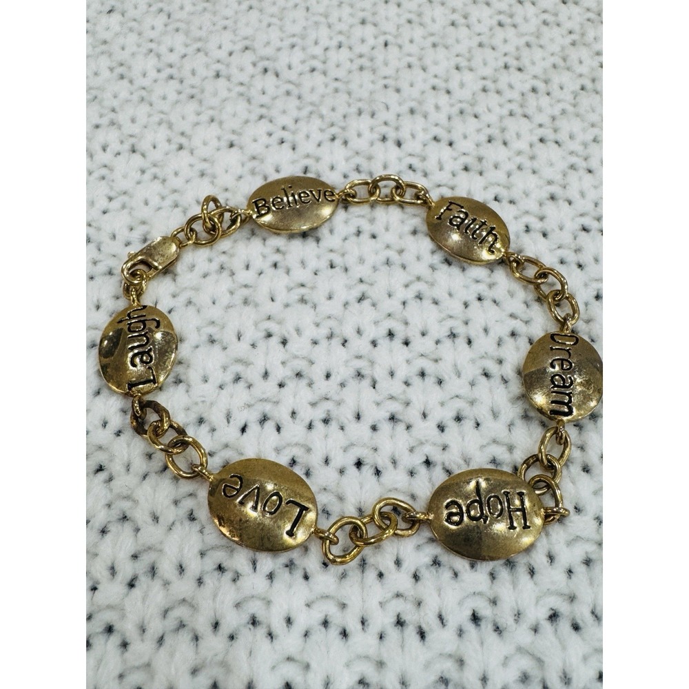 FAS Designs by FMC 925 Gold Vermeil Inspirational Word Bracelet 6.75